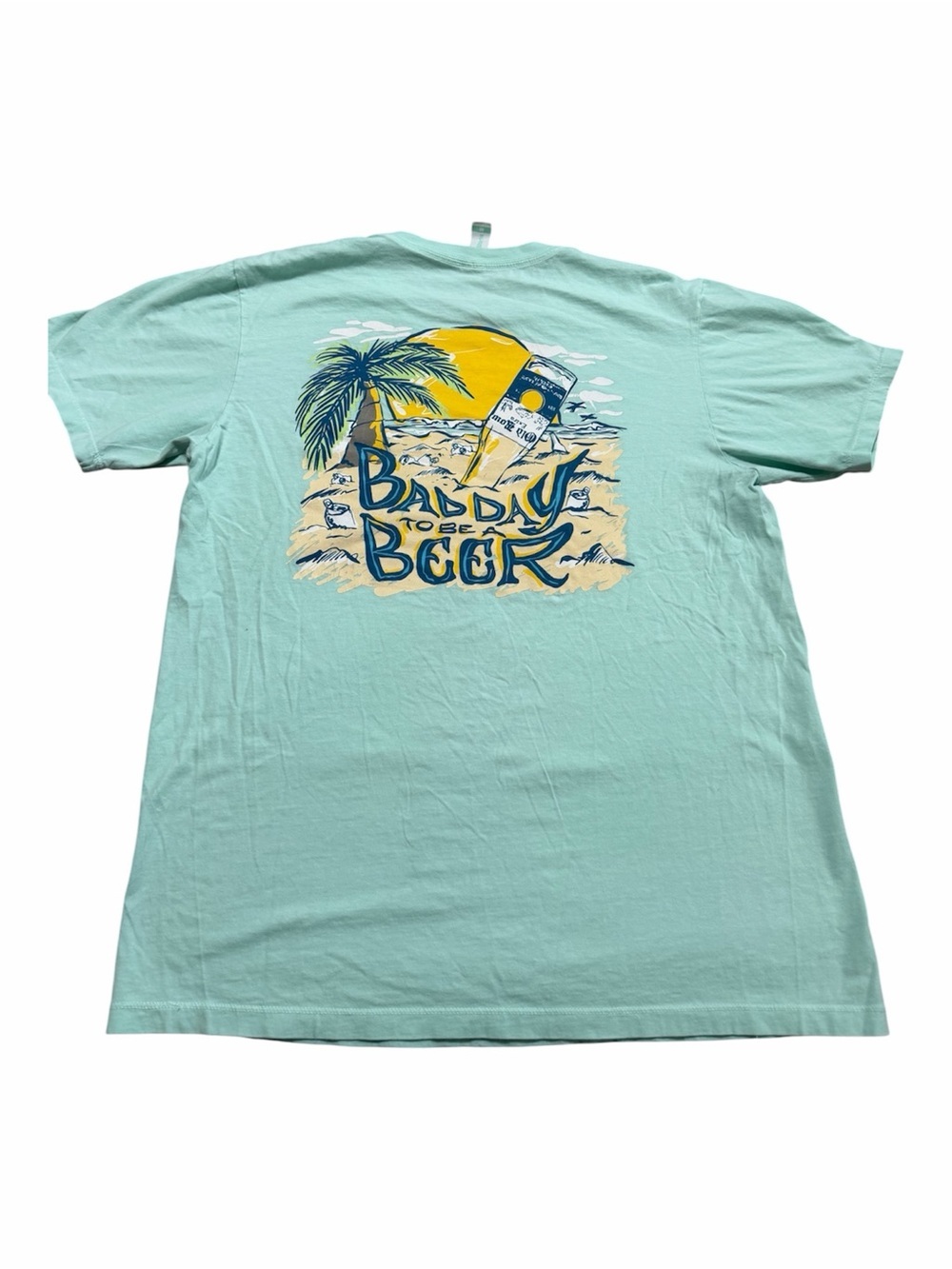 Old Row “Bad Day To Be A Beer” Beach Palm Tree Picket Tee Size Medium Summer